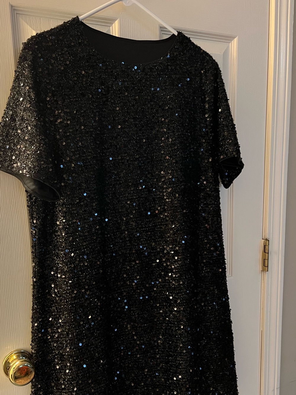 Cupshe Black Sequin Short Sleeve Round Neck Dress - Picture 2 of 3